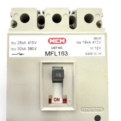 MEM MFL163 Bill TLF163 16A 16 Amp 3 Pole Phase MCCB MCB Circuit Breaker